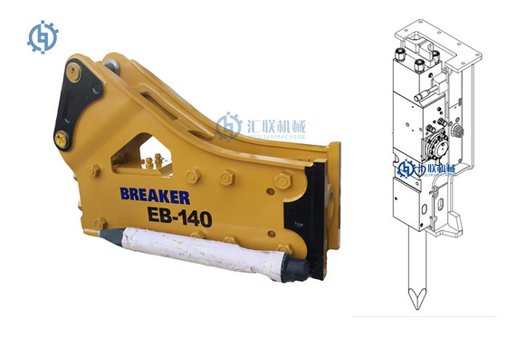 EB140 टॉप साइड टाइप रॉक हाइड्रोलिक ब्रेकर हैमर 25t खुदाई अटैचमेंट SB81